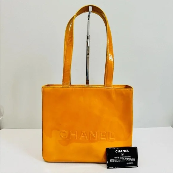 CHANEL Mustard Yellow Patent Leather Tote - Picture 2 of 9